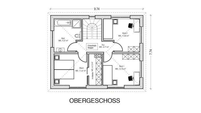 Einfamilienhaus 110 qm Grundriss Obergeschoss
