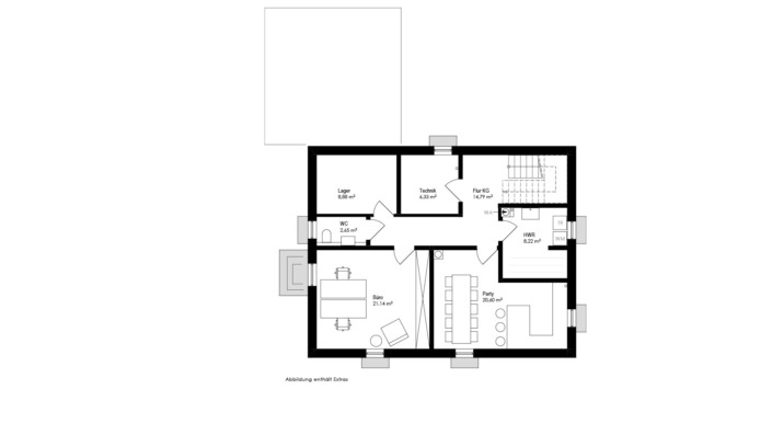 Einfamilienhaus mit 160 qm, Grundriss Keller