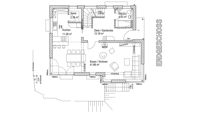 Einfamilienhaus, 138 qm, Grundriss Erdgeschoss