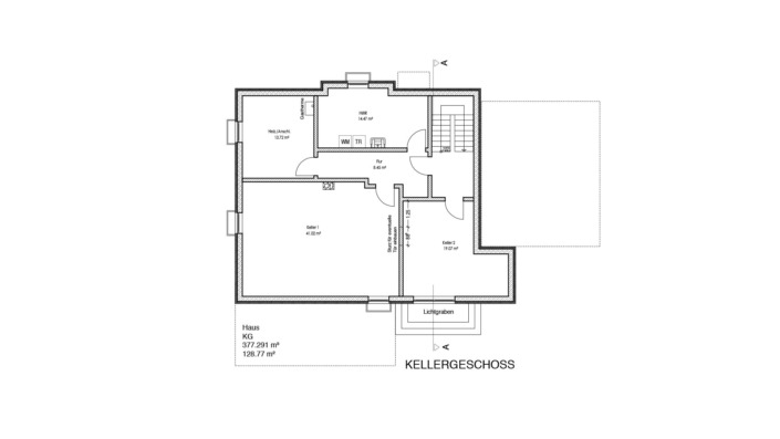 Einfamilienhaus mit 188 qm, Grundriss Keller