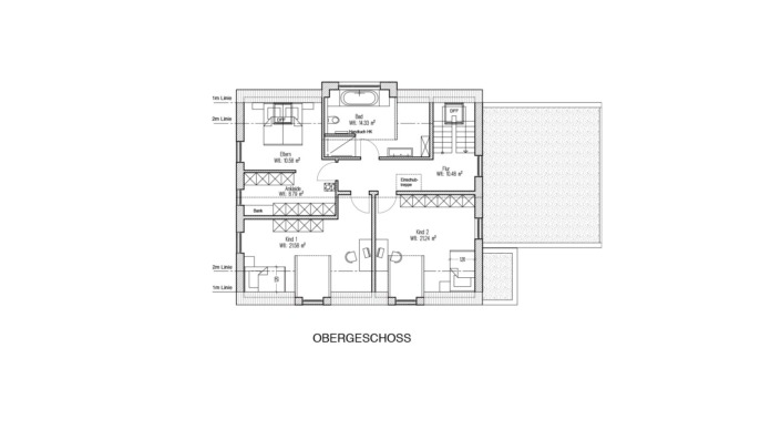 Einfamilienhaus mit 188 qm, Grundriss Obergeschoss